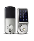 Slick Wifi Smart Door Lock Smartphone App Controlled Keyless Entry System Featuring Ic Access Cards And Backup Mechanical Key Tough Zinc Alloy Deadbolt view showing keypad and mechanical key slot