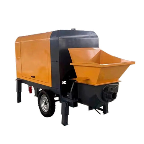 Beast Mode Portable Concrete Mixer Pump Integrated Cement Blending Unit Heavy Duty Build with yellow hopper for fast pours.
