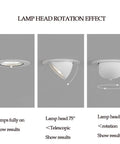 Lamp head rotation effect of saditesdk 10W20W Gimbal Recessed Lighting Ceiling Downlight Kit showing adjustable angles.