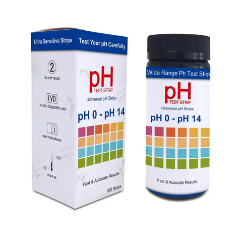 100 Count PH Test Strips For Aquarium And Home Use In Airtight Bottle With 0 To 14 Range Litmus Paper Easy Read Color Chart