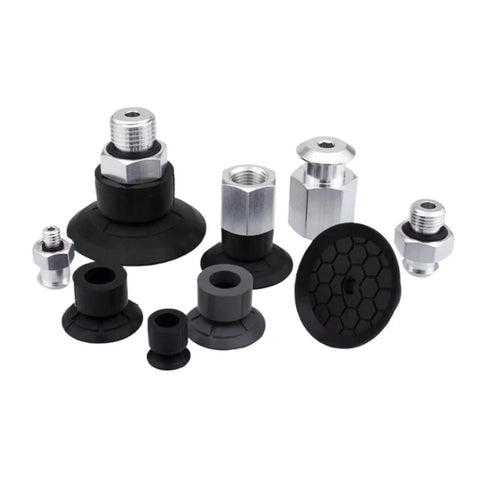 10 Piece Set Of Sff10~40 Pneumatic Vacuum Suction Cups Silicone And NBR For Robot Arms And Injection Molding Machines, various sizes and shapes.