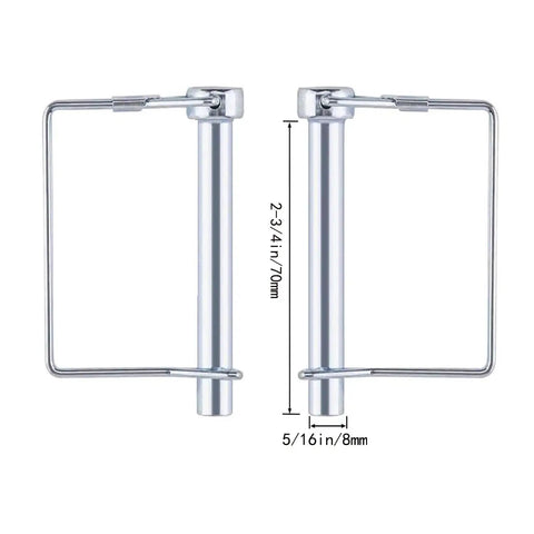 Heavy Duty Carbon Steel 5/16 By 2-3/4 Inch Trailer Hitch Pin 10 Pack Zinc Plated Rust Resistant Locking Pins side view
