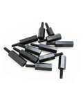 Black Nylon Hex Nut And Standoff Spacer Kit M3 Size, High Temp Resistant, Non Conductive Plastic Fasteners For Electronics, 300 Pieces, Insulation Ready, Easy Install For DIY Projects And Pro Builds. Black nylon M3 standoffs and hex nuts on white background