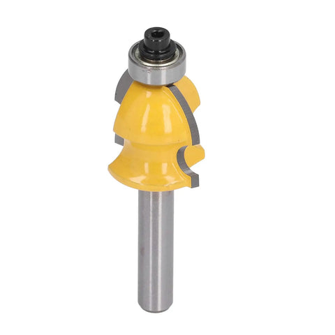 Versatile 2 Inch Shank Architectural Router Bit With Heat Resistant Coating For Cutting Hardwood Softwood Plywood On Woodworking Milling Projects showing detailed angle of yellow cutter head.