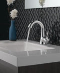 Chrome One-Hole Bathroom Faucet With Push-Pop Drain for Vanity Sinks, Fits 1 or 3-Hole Installations, Deck Plate Included in modern setup