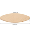 Close-up of a beech wood biscuit showing dimensions 53mm x 19mm x 4mm, part of 100 Pack Hardwood Wood Biscuits Cabinetmaking Beech Joinery Dowels