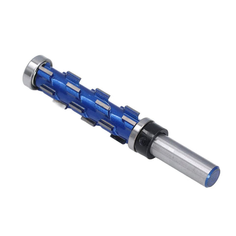 Heavy Duty Tungsten Steel Double Bearing Router Bit For Woodworking Trim Tool showing blue body and 1/2 inch shank for precision woodworking.