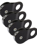 Beefy Heavy Duty Recovery Winch Snatch Block Pulley Kit For One Half To Three Quarter Inch Cable Twenty Thousand Pound Capacity Forged Steel With Black Powder Coat Four Block Set For Off Road Towing And Vehicle Recovery, four black pulleys