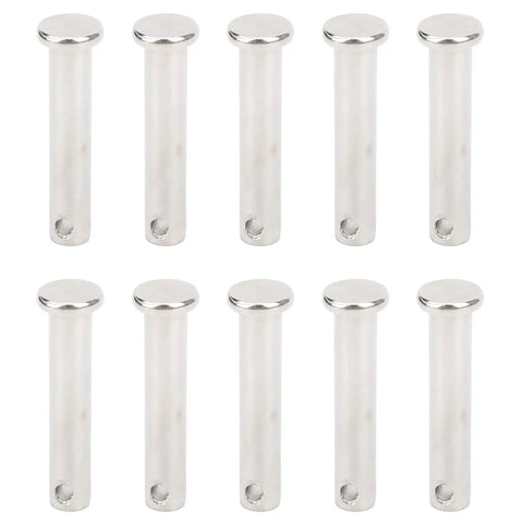 10Pcs Stainless Steel Clevis Pin Set 304 Flat Head Pins With Holes Universal T Shape Round Pins Rugged Heavy Duty Rust Resistant Kit