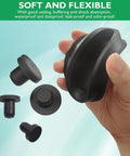 Hand holding T Shaped Silicone Hole Plug 76.3 Mm 3 In Soft Flexible Rubber Stopper Tube End Cap Cover, black, for sealing bottles and holes.