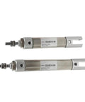 Beefy Double Acting Pneumatic Cylinder With Single Rod And Double Clevis Pins 16mm Bore Stroke 5 To 200mm Air Actuator For Industrial Automation Durable Aluminum Body Smooth Quiet Linear Motion, shown in two sizes