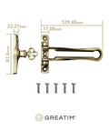 Door Guard Swing Bar Lock For Outward Opening Doors, Zinc Alloy Matte Gold Finish, Heavy Duty Security Latch with Screws