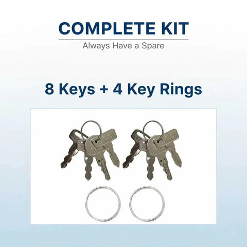 Top Shelf Universal Golf Cart Key Set Including Eight Heavy Duty Replacement Keys Plus Four Slick Rings For Ezgo Club Car Yamaha Carts