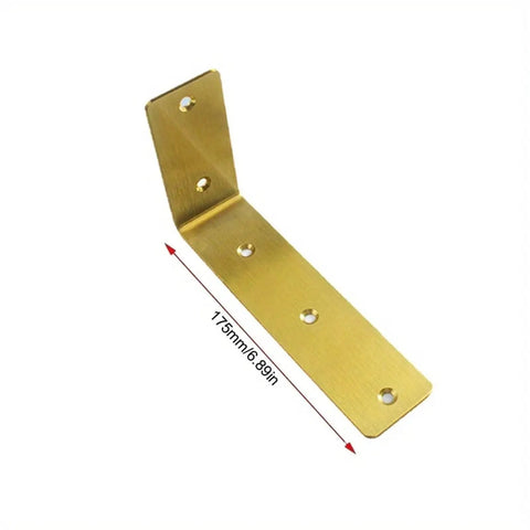 Close-up of a gold bracket from 50Pcs Heavy Duty Wall Mounted Table And Shelf Bracket Set For Beefy Corner Furniture Supports