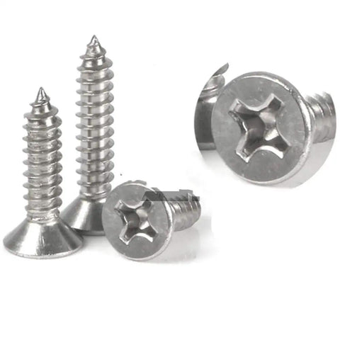 304 Stainless Steel Self Tapping Screws Set M2 To M6 Countersunk Head for wood and metal projects, mix of sizes and lengths