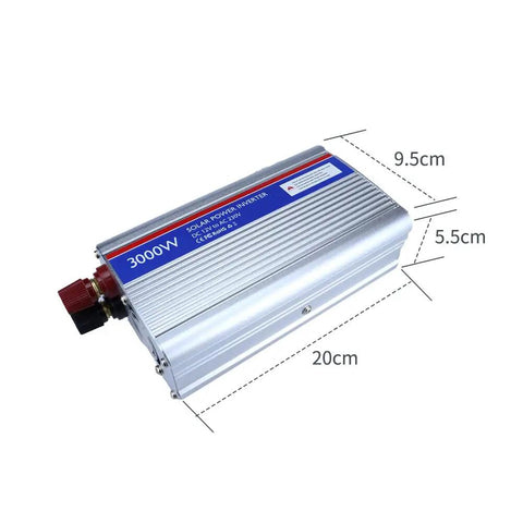 Heavy Duty Car Power Inverter With Fast Usb Charging Port Dc To Ac Converter Straight Fire Performance Plug And Play Install Keep All Your Gadgets Juiced Up While You Cruise Around Silver Edition, 3000W inverter shown with dimensions.