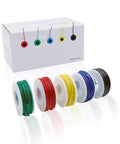 Five Pack 26Ft Copper Hookup Wire Kit 24 AWG Solid Core Jumper Wires Tinned Copper Color Coded for Breadboarding and DIY Projects