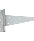 Extra Heavy Duty T Hinge With Galvanized Steel And Offset Holes For Rock Solid Mounting on heavy gates, showing silver finish and design.