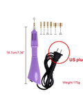 Rhinestone Applicator Kit With Rhinestones Pro Iron On Setter Tool 7 In 1 Hot Fix Wand For Crystal Gems Crafting Fashion Accessories Purple For DIY Projects, showing interchangeable tips and US plug