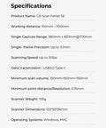 Specifications for High Precision Portable Handheld 3D Scanner With Knockout Zero Point One Mm Accuracy And Straight Fire 30 Fps Capture