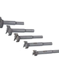 Five-piece gray steel hinge hole cutter drill bit set for woodworking