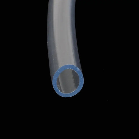Close-up of Clear 8mm x 6mm Flexible PVC Hose, 2M Length, Pneumatic Air Line Tubing, Oil and Abrasion Resistant