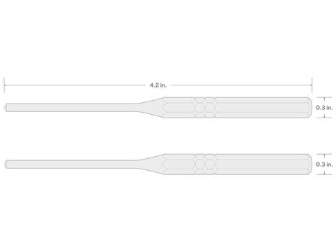 Technical drawing of One Sixteenth Inch Roll Pin Punch With Self Centering Ball Tip for size and material specification.