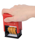 Hand using High Efficiency Adjustable Date Coding Machine For Food Plastic Bags to imprint dates on packaging.