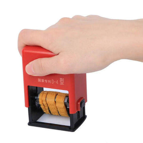 Hand using High Efficiency Adjustable Date Coding Machine For Food Plastic Bags to imprint dates on packaging.