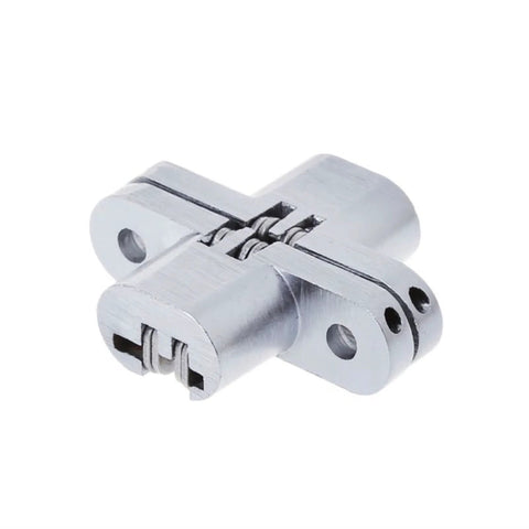 Hidden Cross Hinge for Concealed Mortice Doors, 180 Degree Opening Adjustable Folding Door Hinge, Invisible Door Hinge for Cabinets and Furniture