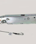 TITAN/DICO Aero 7500 drum brake actuator, silver metal with attached cable and hook (side view).