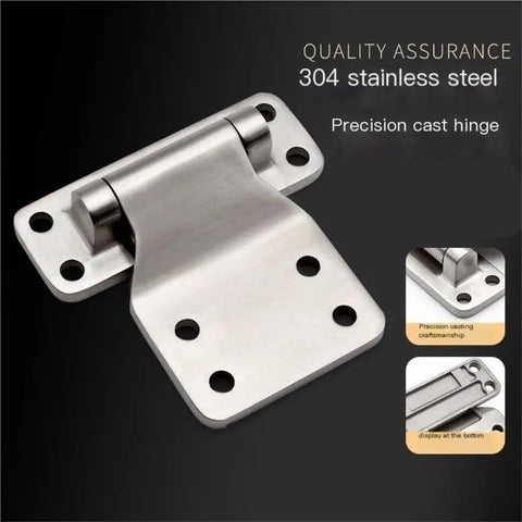 Heavy Duty 304 Stainless Steel Bending Hinge With Corrosion Resistant Finish And Zero Slop Strength For Heavy Loads Across Every Trailer Truck And Industrial Machine Built Right Damn Tough, close-up view on black background.