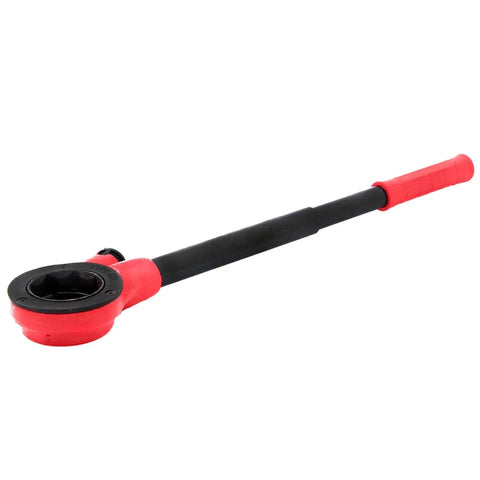Ratcheting Pipe Threader Kit With Three Dies One Half Inch, Three Quarter Inch, And One Inch Hinge Plate Heads Long Ergonomic Handle