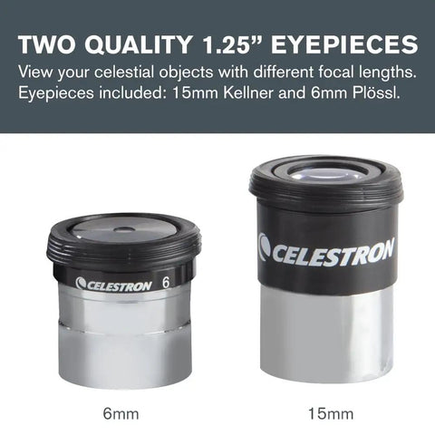 AstroMaster Beginner Friendly Eight Piece Eyepiece And Filter Kit For Starter Telescopes showing 6mm and 15mm eyepieces
