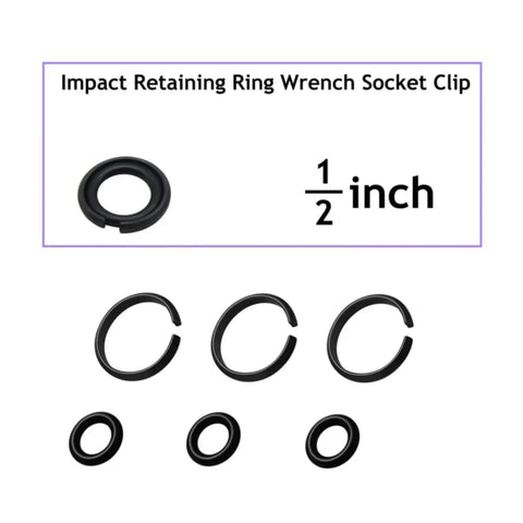 Top Notch 1/2 Inch And 3/8 Inch Impact Wrench Retaining Rings Kit With O Rings And Anvil Tool For Square Drive Tools, includes black retaining rings.