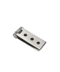 Close-up of Heavy Duty Eight Piece Kit Of Three Inch Silver Folding Butt Hinges Cut From Genuine 304 Stainless Steel for DIY projects.