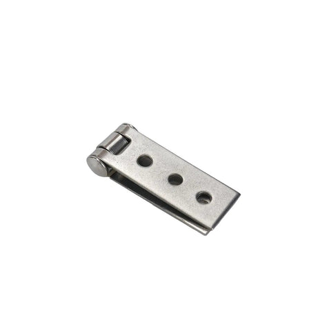 Close-up of Heavy Duty Eight Piece Kit Of Three Inch Silver Folding Butt Hinges Cut From Genuine 304 Stainless Steel for DIY projects.