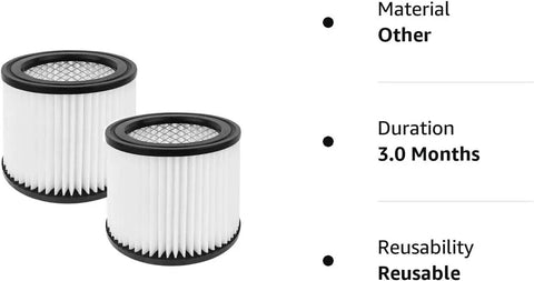 Replacement Filter Cartridge For 90398 And 9039800 Series Wet Dry Vacuums Type AA Small Cartridge Filter Fits Most Four Gallon And Smaller Vacuums Two Pack
