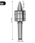 0.01mm Precision Live Center For Wood Lathe Tooling With 40Cr Steel Core And 60 Degree Tip, showing detailed dimensions.