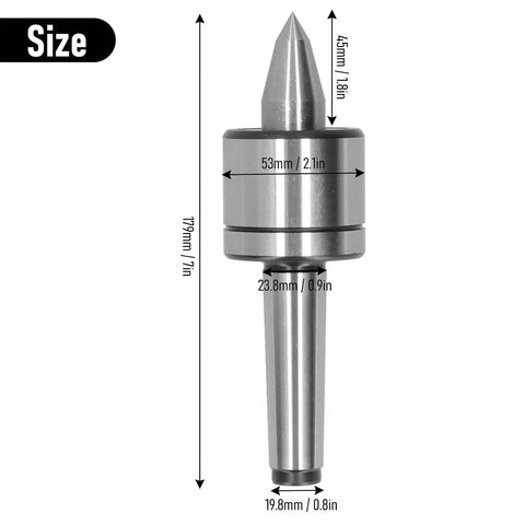 0.01mm Precision Live Center For Wood Lathe Tooling With 40Cr Steel Core And 60 Degree Tip, showing detailed dimensions.