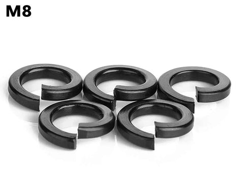 Six M8 split lock washers from 100 Piece Steel Fasteners Kit With 50 M8 Flat Washers And 50 M8 Split Lock Washers Black Oxide Finish