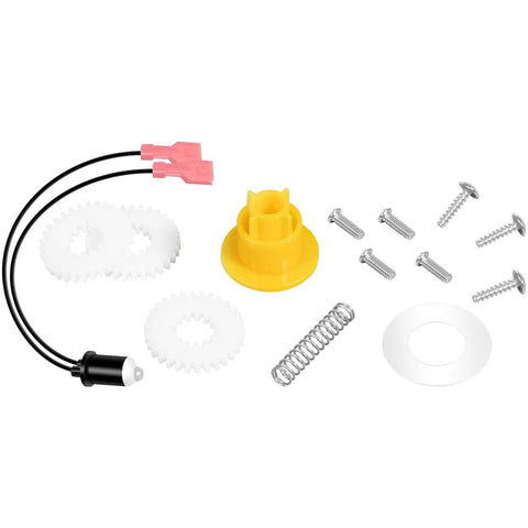 Components of All In One Foot Control Repair Kit For Fortrex And Maxxum Trolling Motors with gears, screws, spring, and connectors.