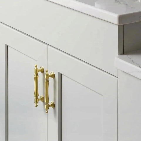 Brushed Gold Cabinet Pulls And Solid Heavy Drawer Handles For Kitchen Cabinets And Bath Vanity 3 Inch Hole Center Top Notch Luxury