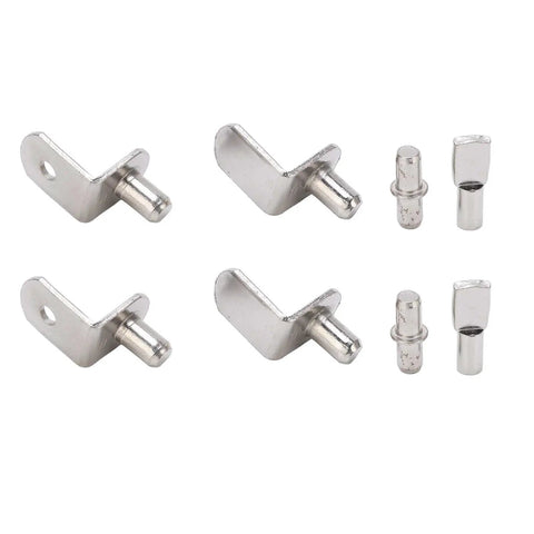 113 Piece Shelf Pins Kit With Four Styles L Shaped And Cylindrical Plated Pegs in rustproof iron for DIY furniture configuration.