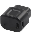 Close-up of USB-C To 4-Pin Charger Adapter For 12-Speed Electronic Derailleurs, compact black design, front view
