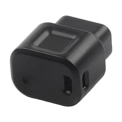 Close-up of USB-C To 4-Pin Charger Adapter For 12-Speed Electronic Derailleurs, compact black design, front view