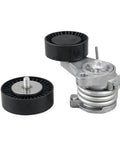 Top Pick N52 Drive Belt Idler Pulley And Main Serpentine Belt With Tensioner For BMW E90 E92 E93 E60 X5 X3 X1 E82 E87 E70 Repair Kit showing metal and plastic components.