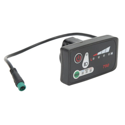 Electric Bike LED Power Display Panel For 22.2mm Handlebars Waterproof 5P Plug Dope Mod Meter For 36V E Bikes Scooters And More Clear Battery Readout Durable Easy Install with connection cable