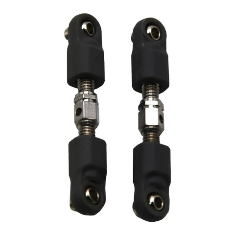 Two Pack Steering Linkage With Screws For Hyper Go MJX RC Trucks One Sixteenth And One Fourteenth Scale Upgrade Kit Fits H14BM H16BM H16PL 14210 14211 JC14EP JC16 Spare Parts 16431 14431 Durable RC Steering Hardware, two black adjustable metal linkages