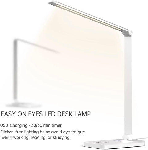 Lit Eye Friendly LED Desk Lamp with USB Charging Port and Touch Control Five Brightness Levels and Three Modes Auto Timer